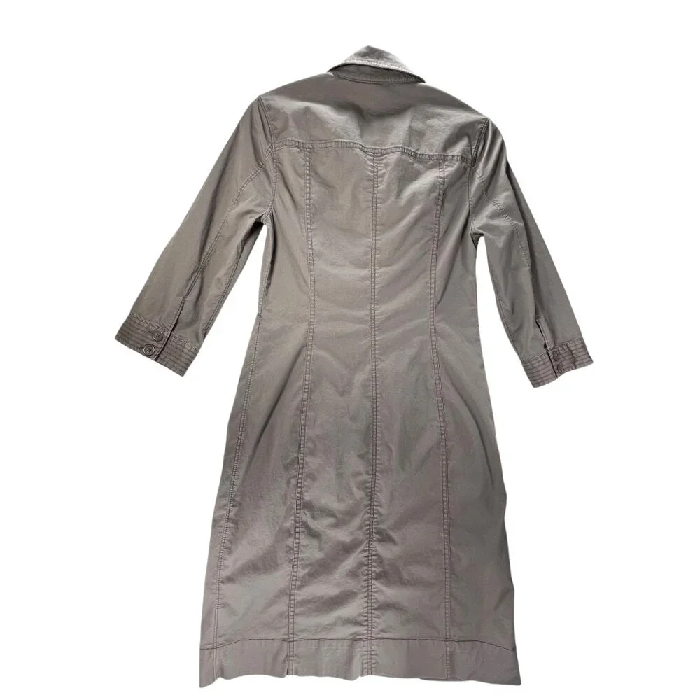 Boden Button Down Shirtdress Womens 3/4 Sleeve Size 4L Brown Putty Gray - Picture 6 of 14